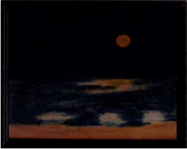 Crayon drawing of moonlight on ocean