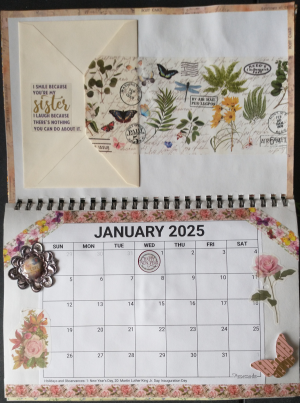 January page of gluebook gift calendar